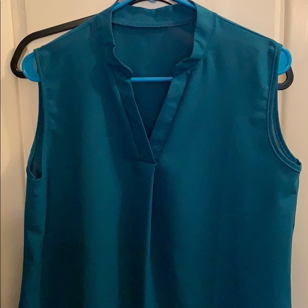 Teal V-neck blouse